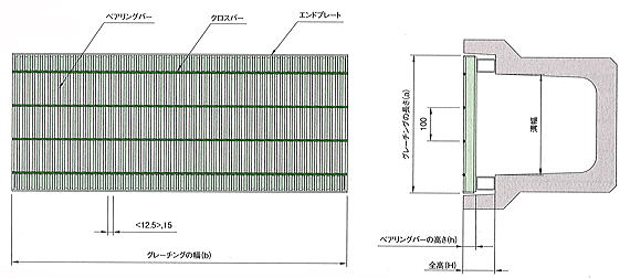 細目グレーチングCHK　寸法図