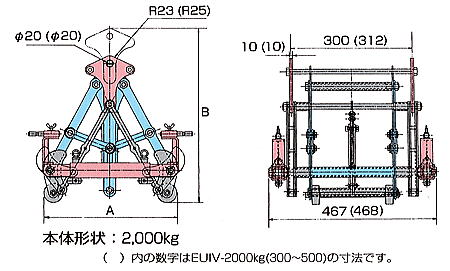 イーグルクランプEUIV型　寸法図